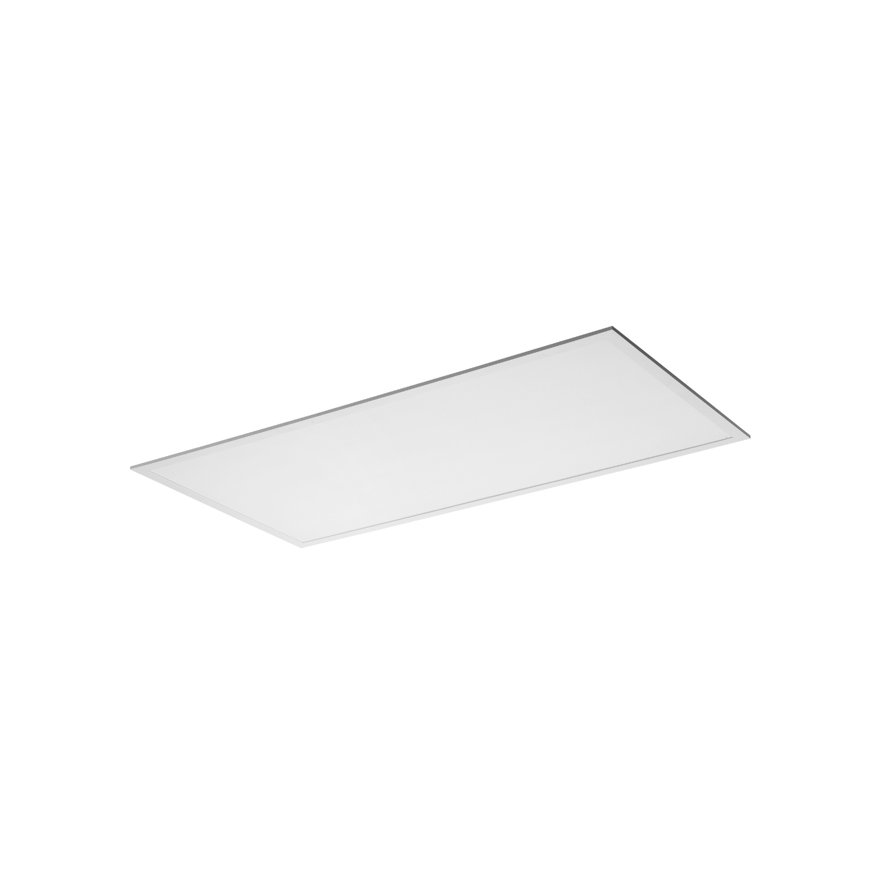 Front view of 2x4 LED panel light designed for commercial space on T-bar ceiling.  LED panel light for offices in Edmonton, Vancouver, and Calgary.