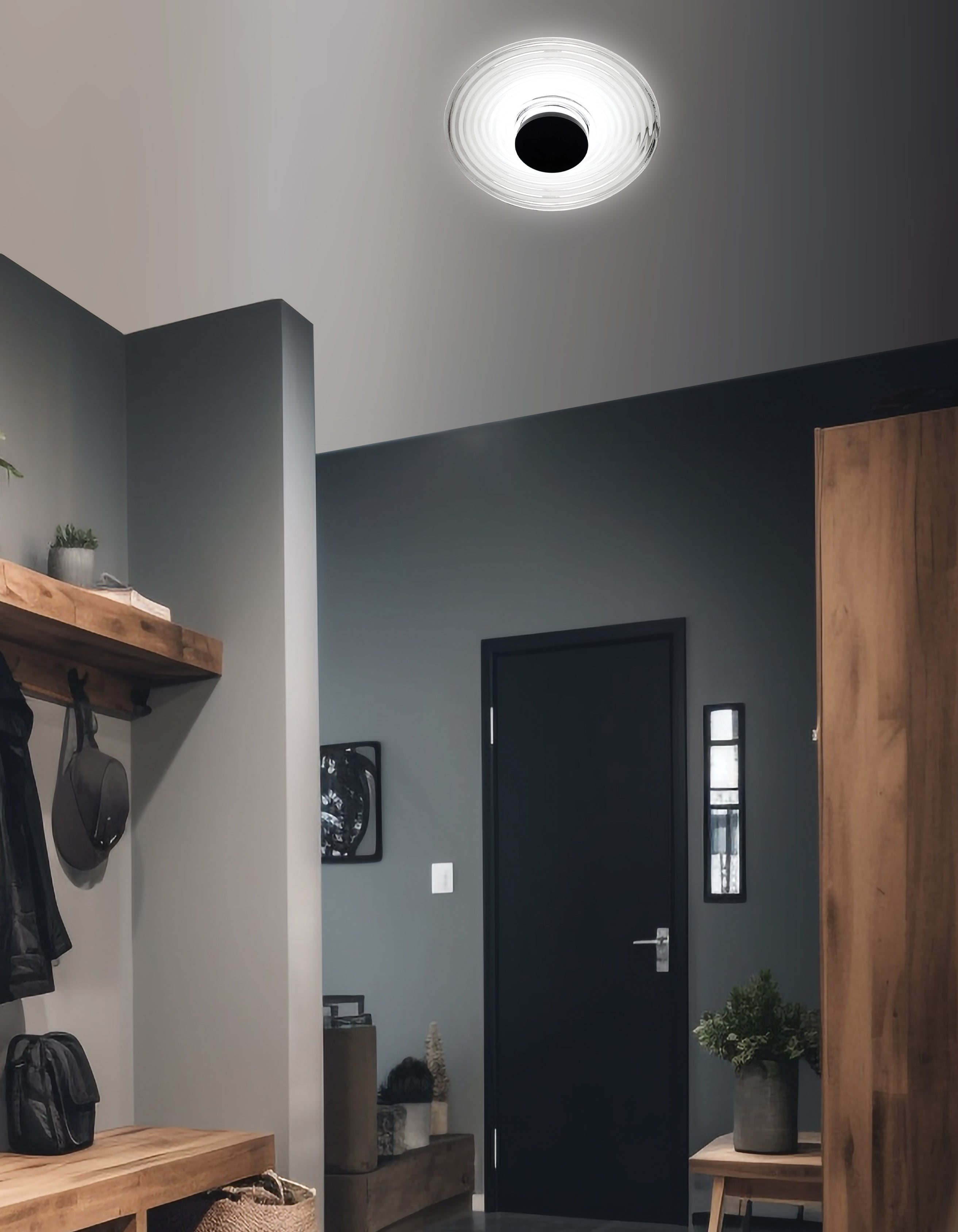 Dainolite Windfield 15.75" LED Wall Sconce with Clear Rippled Glass | Ambient - Matte Black 2