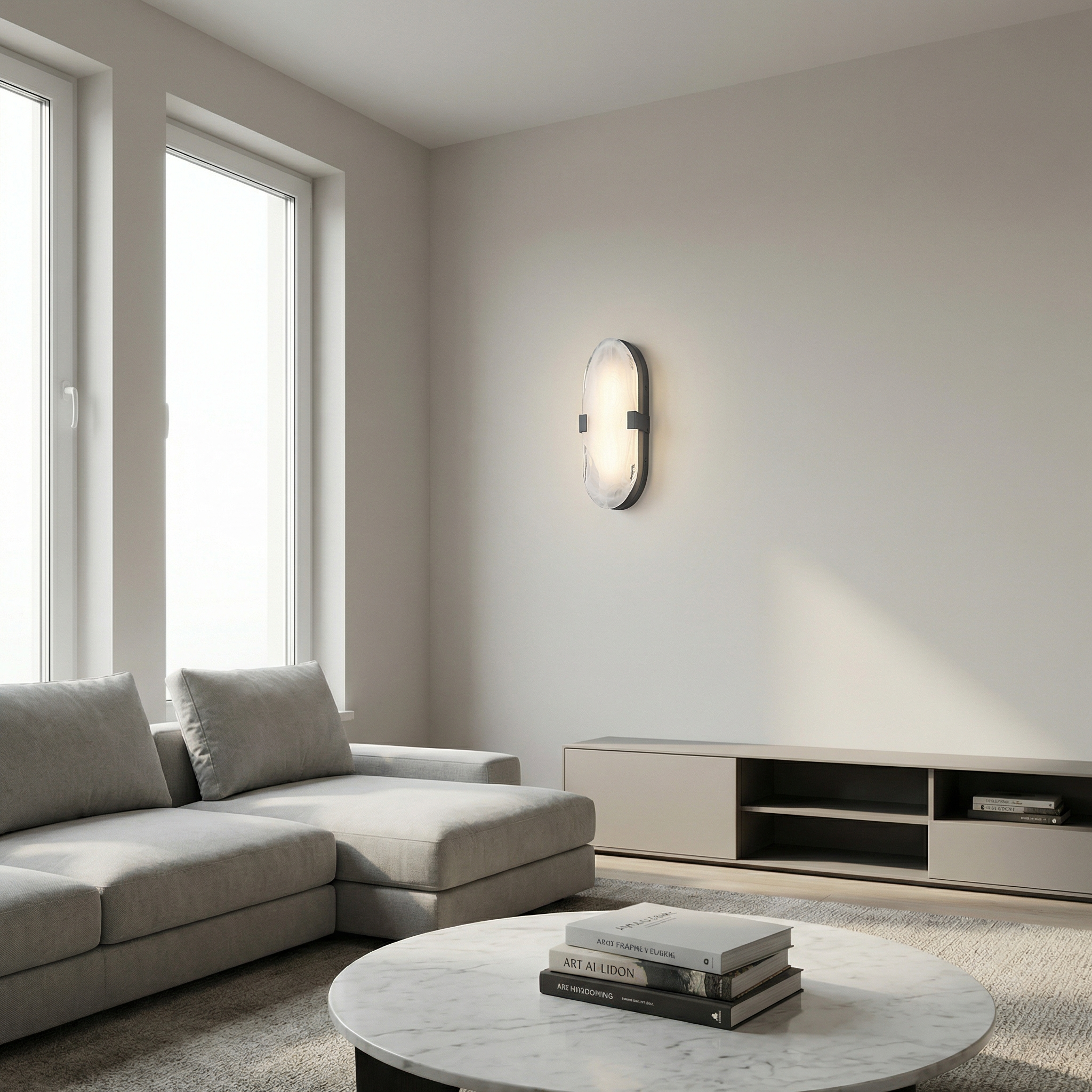 Dainolite Willmina 12" LED Wall Sconce with Alabaster Glass | Front - Matte Black 2