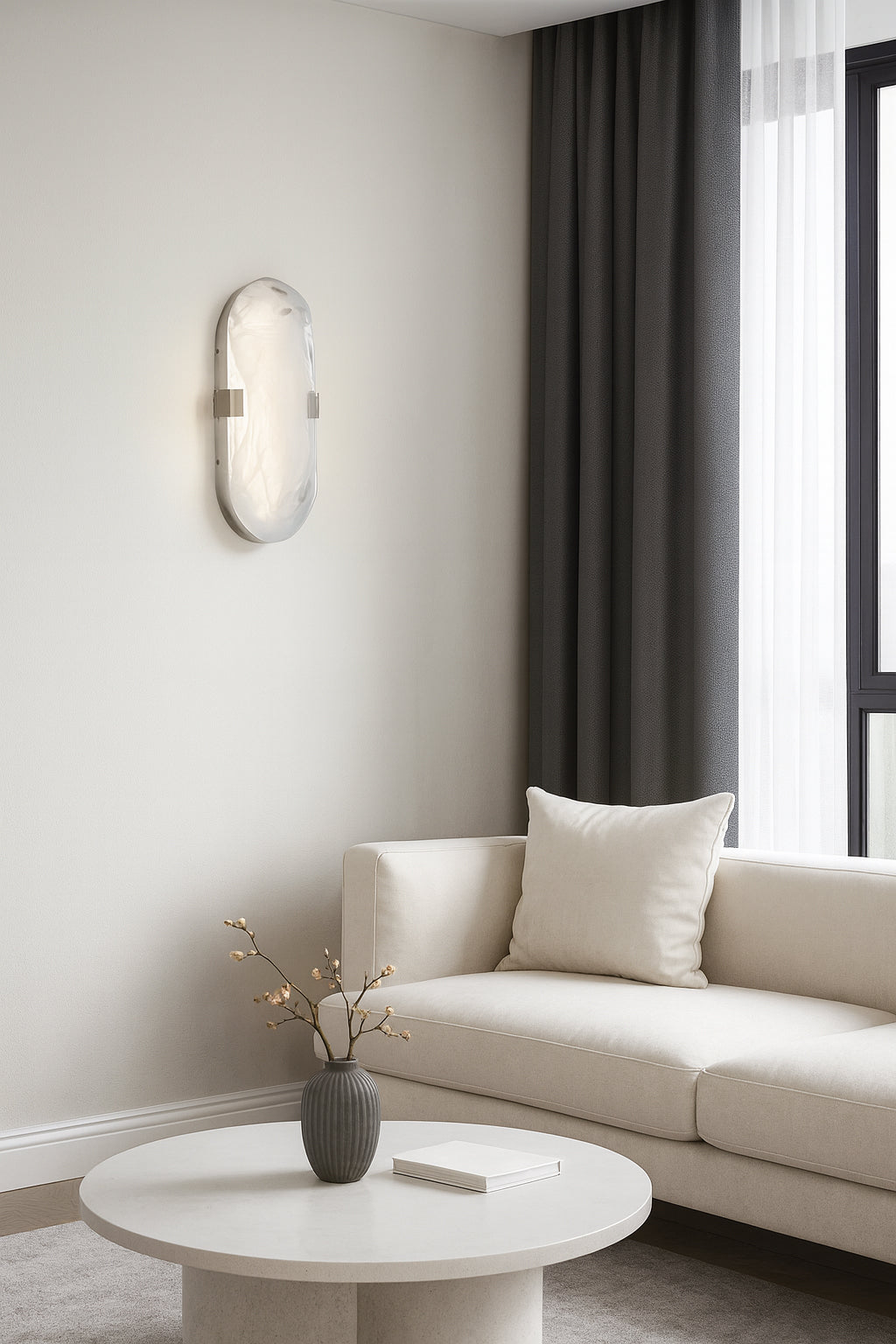 Dainolite Willmina 12" LED Wall Sconce with Alabaster Glass | Front - Polished Chrome 2