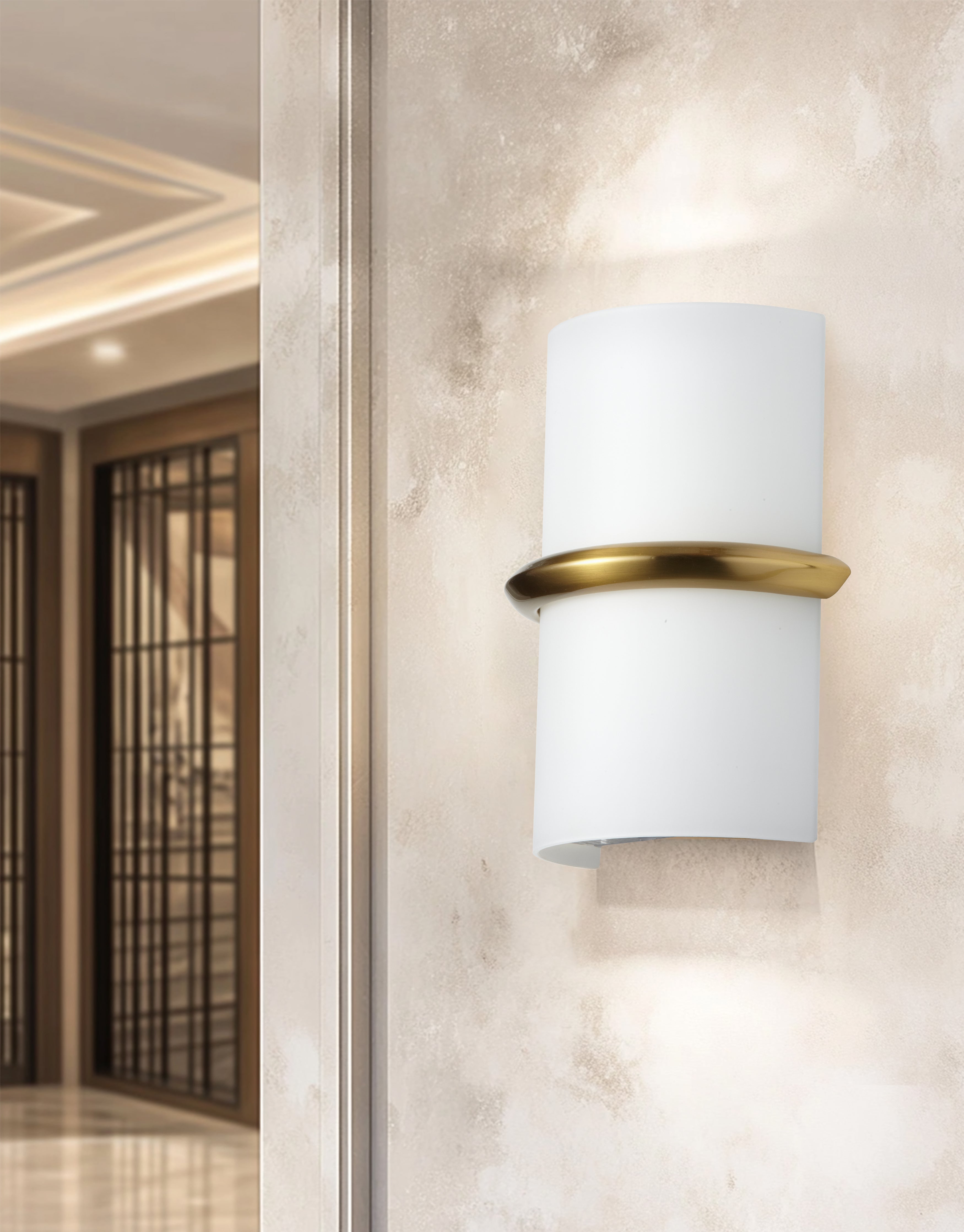 Dainolite Wallace 9.25" LED Wall Sconce with Opal Glass | Ambient - Aged Brass 2
