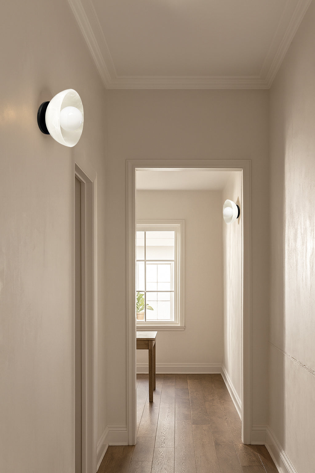 Dainolite Wilkins 7.5" Wall Sconce with Alabaster Glass | Ambient - Matte Black 2