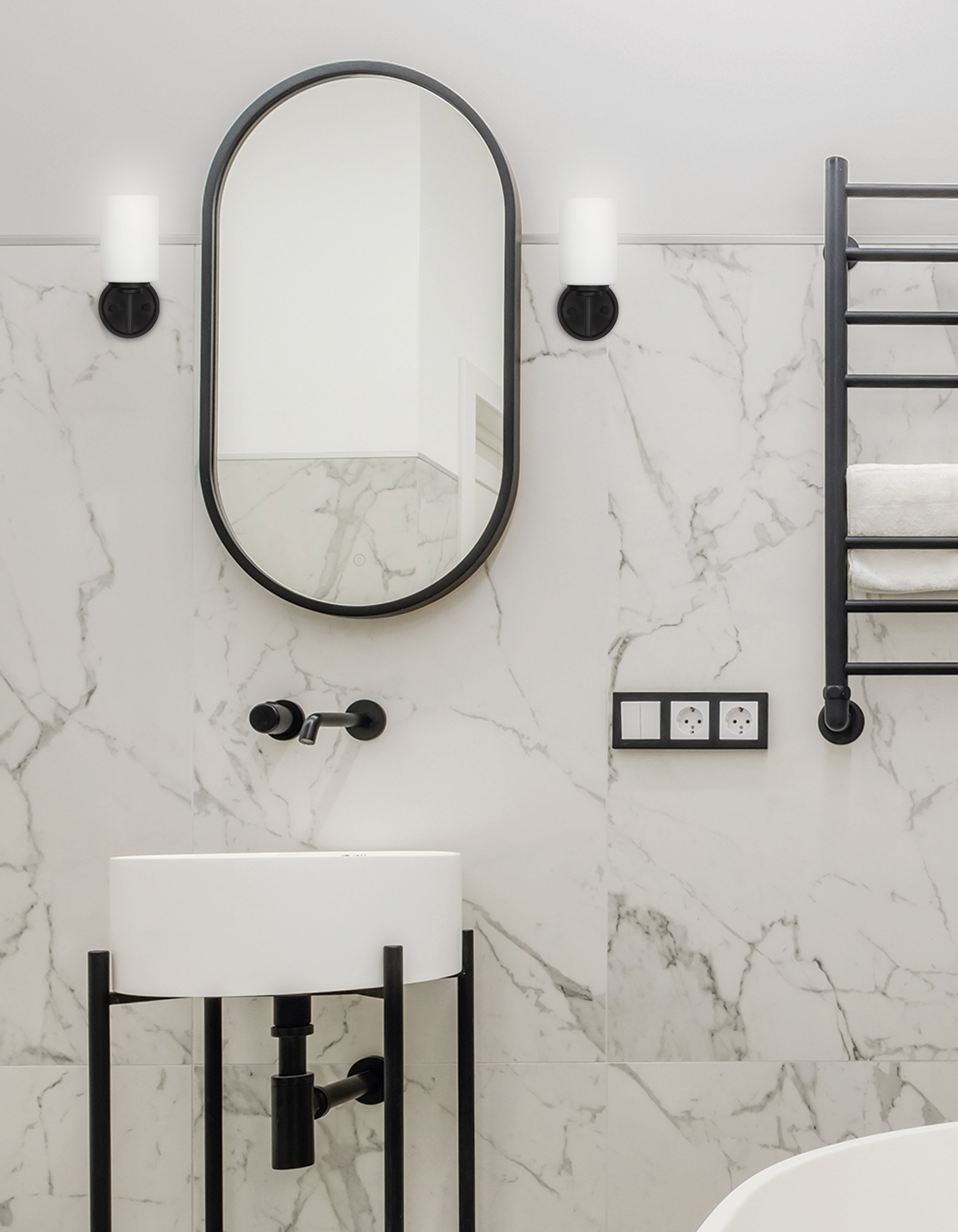 Dainolite Wynona Vanity Light | Up - Matte Black 2